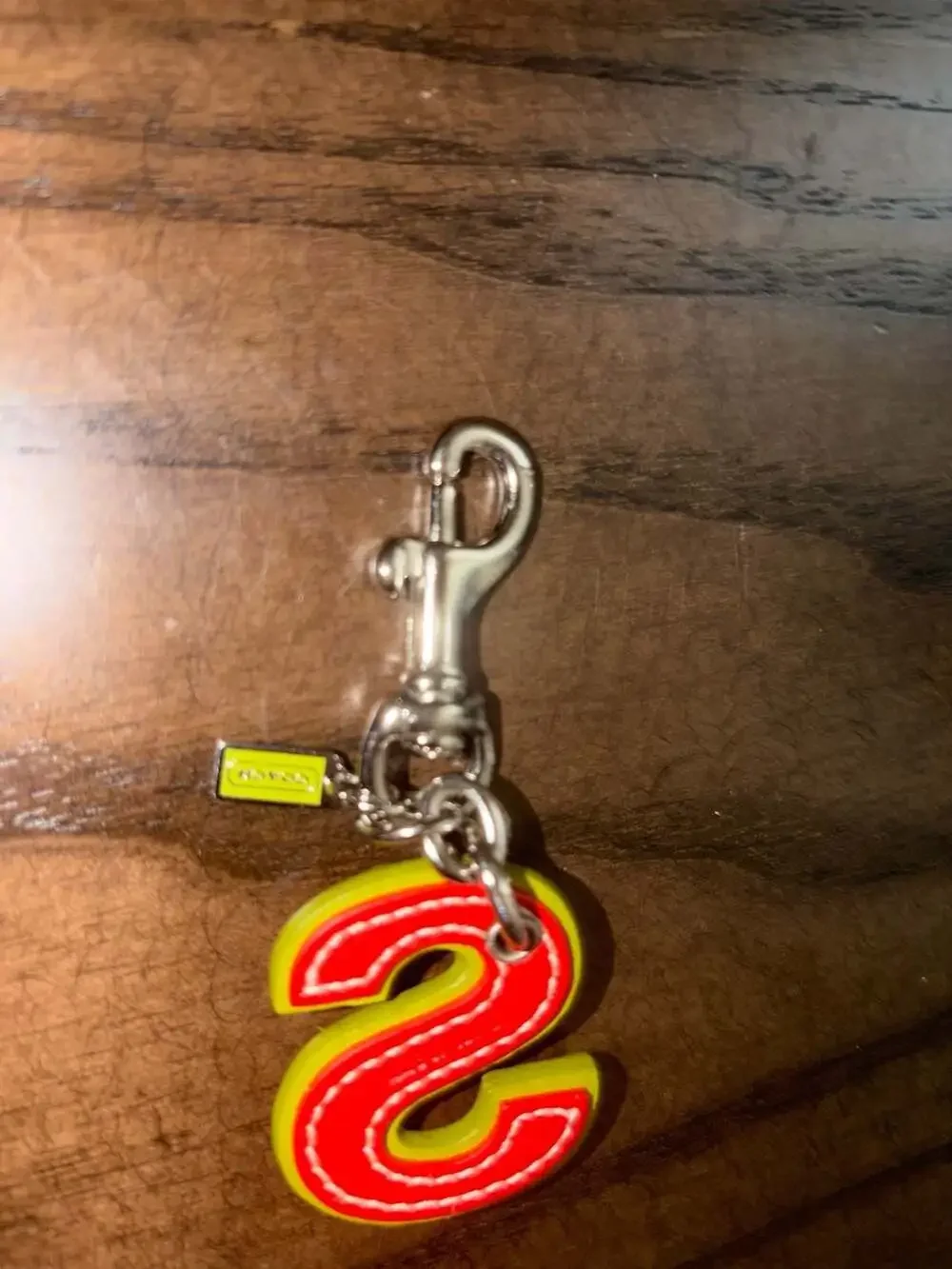 Coach Leather Alphabet Bag Charm Letter S